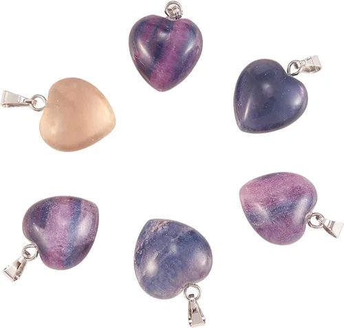 Vista 8 de LiQunSweet 10 piezas de eslabones de piedras preciosas de cristal de amatista natural, enlaces envueltos en alambre con alambres de latón dorado