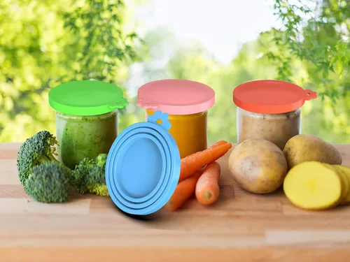 Vista 5 de WANBAO Paquete de 4 tapas de silicona para latas de comida para mascotas, para 3 latas de comida de tamaño estándar para latas de comida