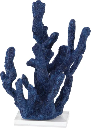 Vista 6 de Deco 79 Polystone - Escultura decorativa de coral texturizada, estatua porosa para decoración del hogar con base acrílica, figura decorativa de 10 x