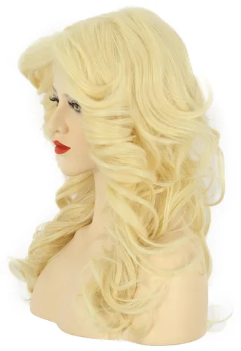 Vista 4 de karlery Peluca de plumas de los años 70 para mujer, peluca larga de onda rubia para cantante, peluca de disfraz vintage, peluca de disfraz de fiesta