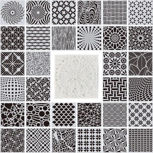 Vista 7 de 32 plantillas geométricas de 6 x 6 pulgadas, plantillas de pintura de mandala para álbumes de recortes, galletas, azulejos, muebles, decoración