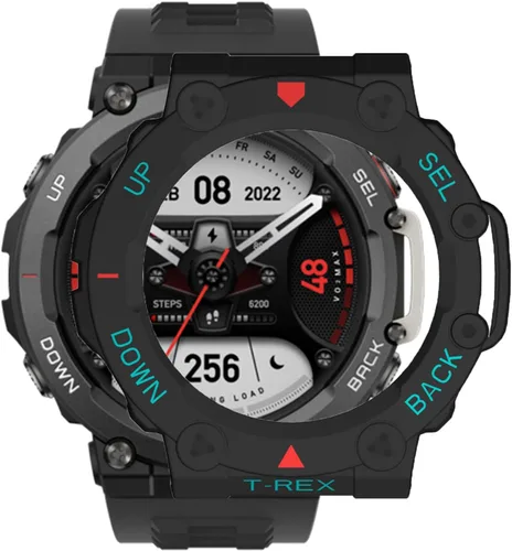 Vista 10 de Funda para Amazfit T-Rex 2, a prueba de golpes, funda protectora de TPU duradera, accesorios para Amazfit T Rex 2 Smartwatch (negro)