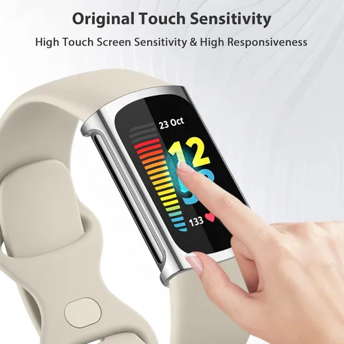 Vista 2 de Paquete de 4 protectores de pantalla compatibles con Fitbit Charge 6/Charge 5 (no para Charge 4/3), funda protectora de TPU completa, accesorios