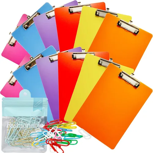Vista 8 de smilixin Paquete de 6 portapapeles de plástico, portapapeles de oficina, tamaño estándar A4, coloridos tableros transparentes con clip de perfil