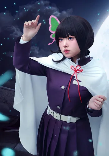 Vista 5 de C-ZOFEK Vestido morado para mujer, disfraz de anime con cuerda blanca y cinturón