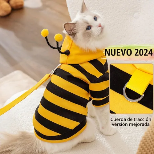 Vista 2 de DENTRUN Sphynx - Suéter de gato, divertido disfraz de abeja y ropa cálida transpirable