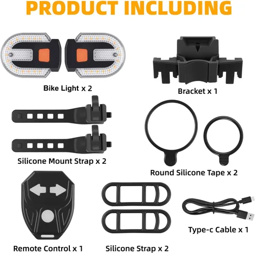 Vista 7 de Luces traseras de bicicleta con señales de giro, control remoto inalámbrico, carga USB, luz trasera de bicicleta, luces de bicicleta integradas e