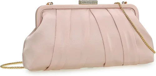 Vista 11 de CHARMING TAILOR Bolso de embrague clásico plisado de satén adornado con diamantes para bodas, bailes, eventos de corbata negra