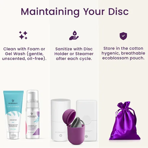 Vista 7 de Ecoblossom Disco menstrual reutilizable – Copa menstrual – Disco de período suave para mujeres diseñado con vaso de silicona flexible de grado