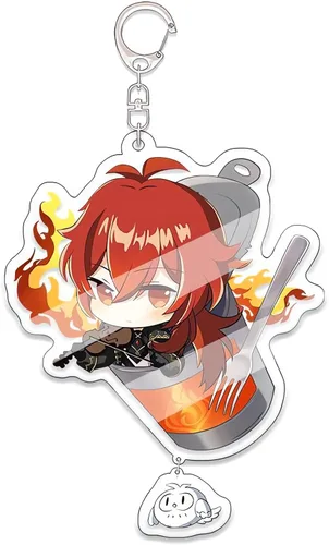 Vista 4 de Ptdwaz Genshin Impact - Juego de 6 llaveros de acrílico con figura linda, Genshin Impact Gifts Llaveros con llavero