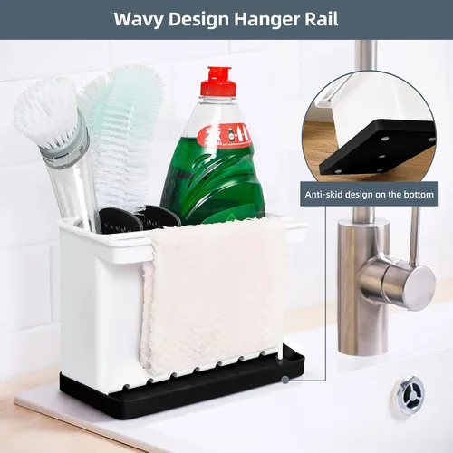 Vista 5 de JOMOLA Organizador de fregadero de cocina, soporte para esponjas y cepillos de dientes para baños, soporte para utensilios de cocina, organizador