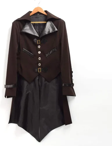 Vista 4 de BLESSUME Abrigo gótico victoriano Steampunk VTG abrigo chaqueta Halloween Cosplay disfraz