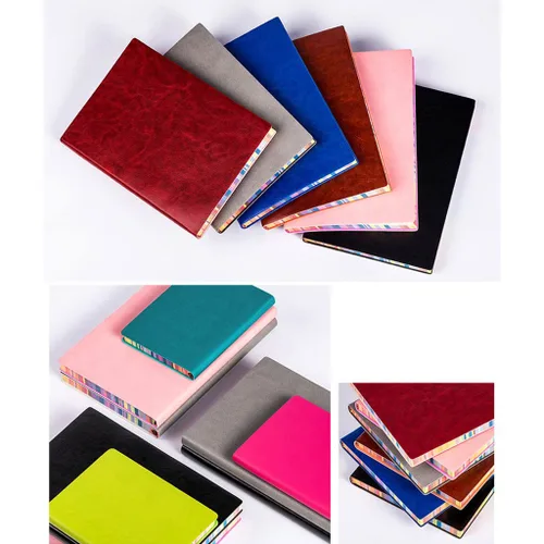 Vista 9 de Softcover Leather Notebook Business Notepad Travel Journal Ribbon 200 Pages Wide Lined 6 Colors Office Supplies leather notebook lined a6 a5 a4 pu
