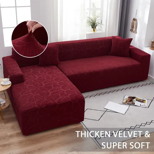 Vista 2 de OKYUK Funda para sofá modular en forma de L, 2 fundas de sofá impresas de alta elasticidad de 3 + 3 asientos + 2 fundas de almohada, protector