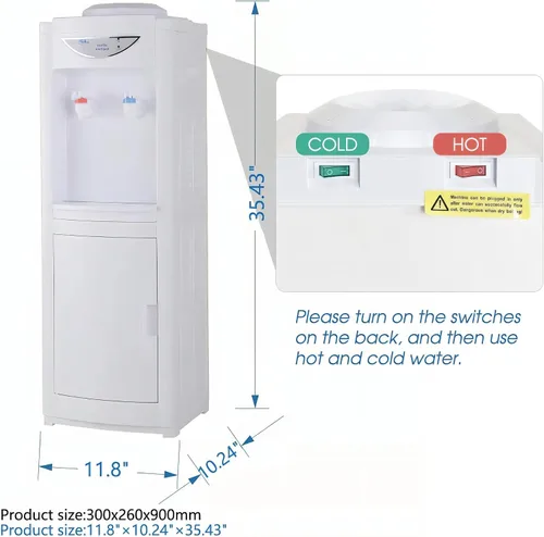 Vista 7 de Top-Loading Dispensador de enfriador de agua, enfriador de agua fría y caliente de 5 galones con cerradura de seguridad y gabinete de almacenamiento
