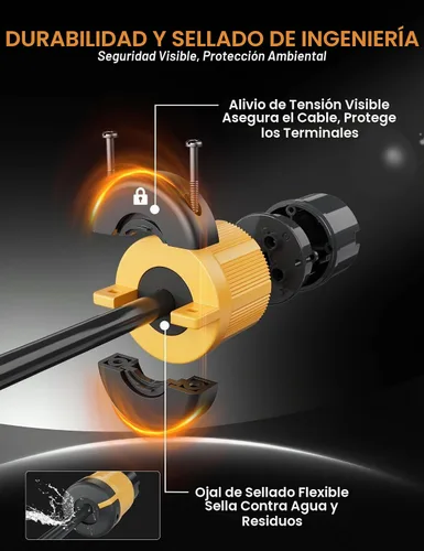 Vista 3 de MECMO 30A 125V NEMA L5-30P - Enchufe de bloqueo para generador, 3 clavijas Twist Lock RV Marine Generator Macho, 30 amperios, 125 voltios, 2 polos
