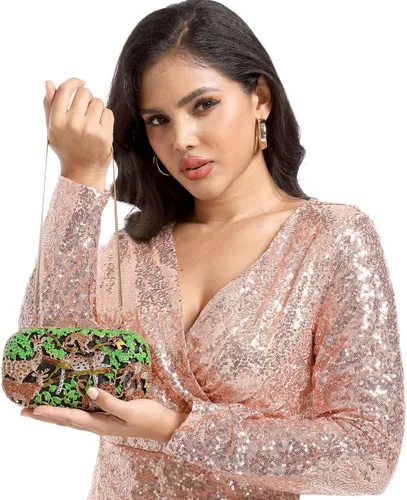 Vista 3 de Deslumbrantes monederos de animales brillantes para mujer, bolso de noche de embrague de cristal, bolso de fiesta de boda