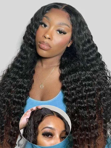 Vista 10 de Peluca Bob sin pegamento de llevar y usar cabello humano liso, 6x4 precortada con encaje HD sin pegamento, prearrancada, pelucas con cierre frontal