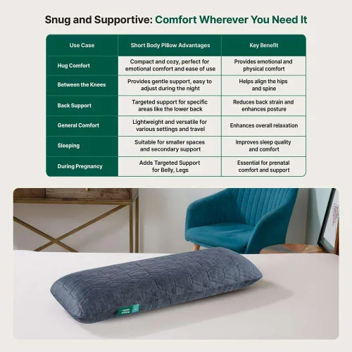 Vista 3 de The White Willow Almohada de Cuerpo Corta de Espuma Viscoelástica Suave para Cama, Inserto de Almohada de Abrazo para Dormir y Personas que Duermen