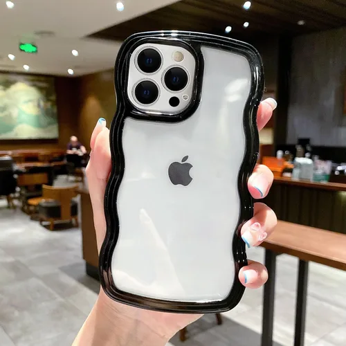 Vista 23 de QLTYPRI Funda compatible con iPhone 7/8/SE, bonita funda transparente con marco ondulado rizado para niñas y mujeres, funda protectora de TPU