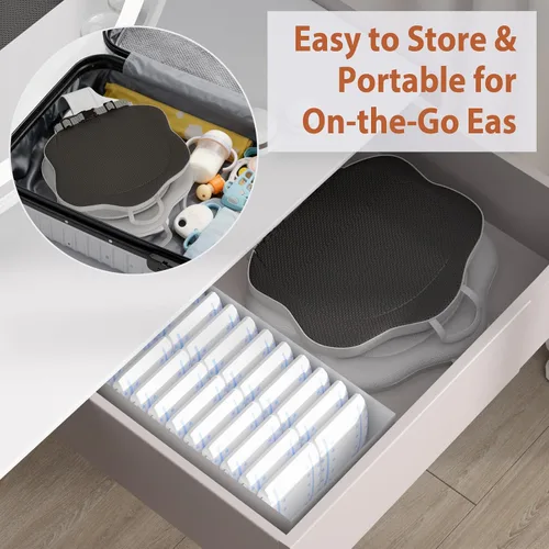 Vista 6 de Cambiador de pañales para bebé, tapete plegable para cambiador de pañales, impermeable y antideslizante, lavable, de cuero suave, cambiador