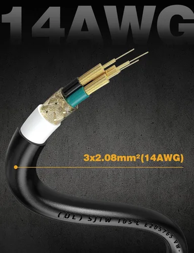Vista 5 de Cable de alimentación de repuesto de 6 pies 14/3 para electrodomésticos y herramientas eléctricas, cable calibre 14 Ancable de 3 clavijas, extremo