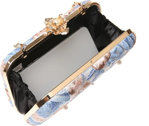 Vista 4 de Bolso de noche con bordado floral vintage para mujer, bolso de hombro para boda, fiesta, baile de graduación