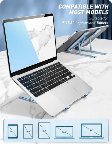 Vista 6 de i-Blason Cosmo - Soporte elevador ajustable de aleación de aluminio para laptop con soporte multiángulo compatible con MacBook Pro/MacBook Air