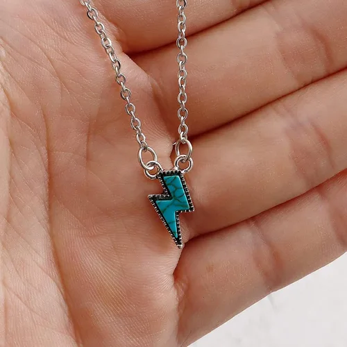 Vista 3 de Juego de 101228 piezas de joyería occidental de plata turquesa para mujer, collar de gargantilla largo con colgante de turquesa, pulsera turquesa
