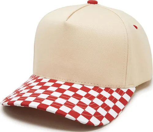 Vista 15 de Funky Junque - Sombreros Snapback de Lona Vintage de Dos Tonos Rayas a rayas - Rojo/Beige