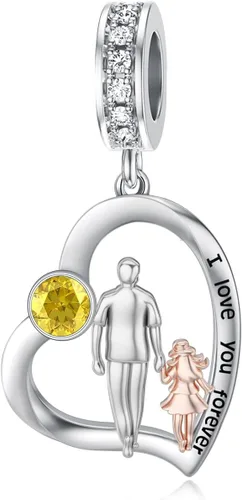 Vista 205 de PROESS Dije para padre, madre e hija, pulsera de plata de ley para pulseras, regalos de cumpleaños, día de San Valentín, para hija, madre, amante