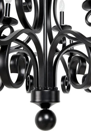 Vista 6 de Deco 79 Lámpara colgante grande moderna de metal negro con brazos enrollados, 35 x 35 pulgadas