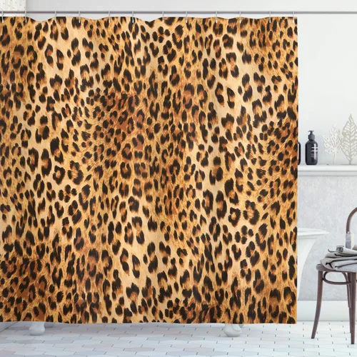Vista 23 de Ambesonne set de cortina para baño decorativa de tela de poliéster con ganchos