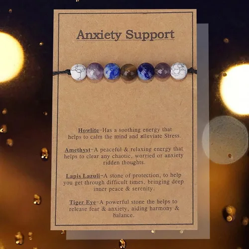 Vista 6 de Ronglry Pulsera de cristal para mujeres y hombres, piedras curativas espirituales, pulsera de gemas de amatista para aliviar la ansiedad, joyería