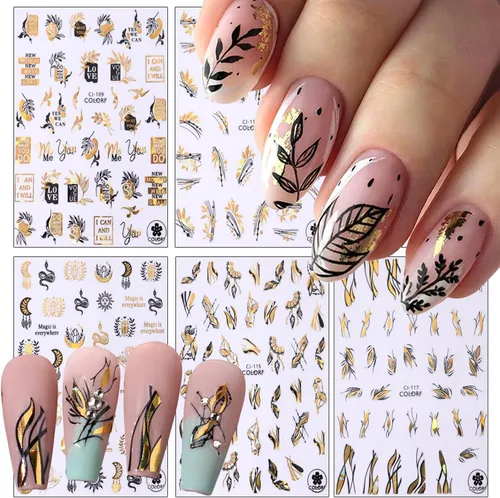 Vista 10 de 8 hojas de calcomanías de arte de uñas de flores de animales, calcomanías autoadhesivas 3D de mariposas, pavo real, suministros de arte de uñas