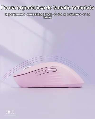 Vista 7 de SOLAKAKA SM66 Rosa Silencioso Modo Dual 2.4GHz Ratón Inalámbrico, DPI Ajustable 4200, Ratón Inalámbrico Recargable para Computadora para PC, Mac