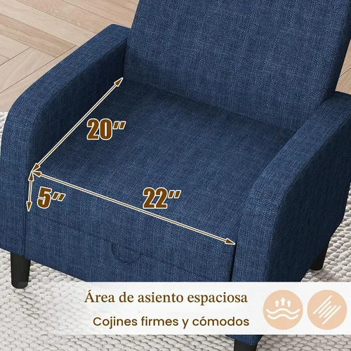 Vista 9 de DAGONHIL Silla de Acento para Sala de Estar, Silla Tapizada de Lectura para Dormitorio, Sillón de Tela de Lino, Sofá Individual para Sala de Azul