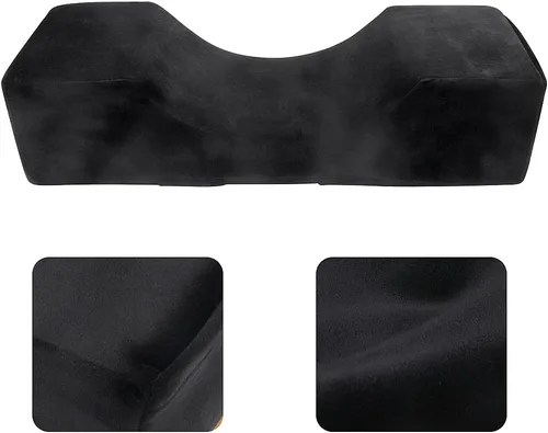 Vista 8 de Almohada de extensión de pestañas de terciopelo, almohada de cuello de espuma viscoelástica para salón de belleza para injerto de pestañas, Negro