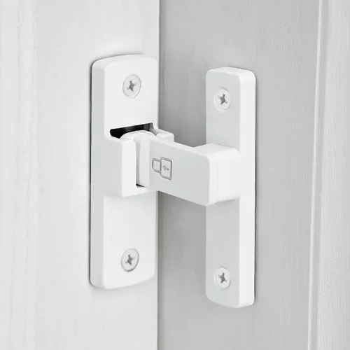 Vista 8 de INIRET Cerradura de puerta de granero de 90 grados, pestillo de aleación de zinc de alta calidad, pestillos de puerta abatible para gabinetes, baño