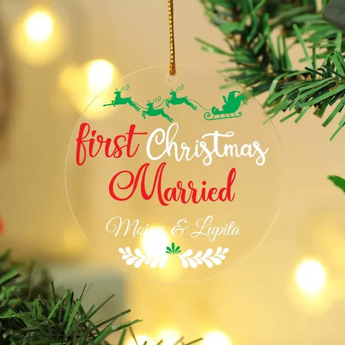Vista 9 de Adornos de Navidad personalizados, adorno de matrimonio para la primera Navidad 2024, adorno de foto personalizado para mamá, adorno de primera