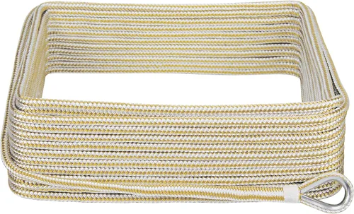 Vista 19 de Extreme Max 3006.2514 BoatTector - Línea de anclaje de nailon con doble trenza con dedal, 1/2" x 150', color blanco con trazador azul Blanco con azul