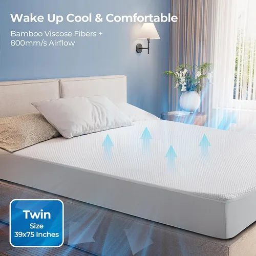 Vista 3 de TASTELIFE Protector de Cama Gemela Impermeable, Funda de Colchón Ultra Suave y Transpirable con Bolsillo Profundo Ajustable de hasta 8"-21