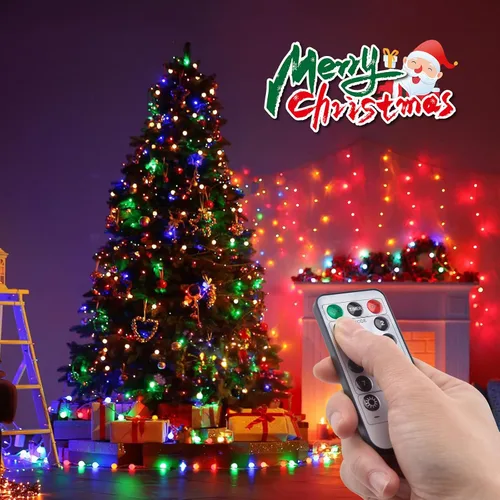 Vista 4 de Guirnalda de luces con forma de globo a pilas, 21 pies, 60 luces LED parpadeantes, 8 modos con control remoto, mini luces de globo para interiores