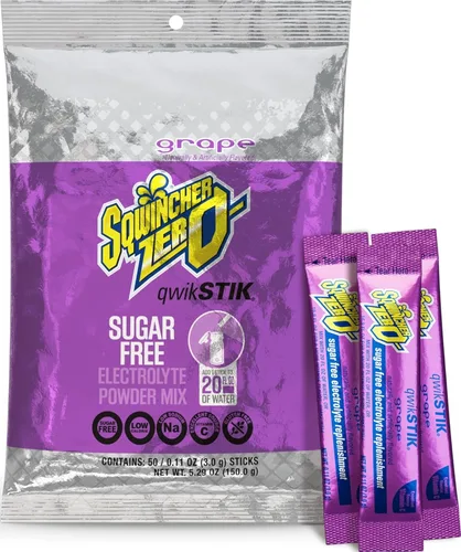 Vista 7 de Bebida en polvo Qwik Stik de Sqwincher, con electrolitos y sin azúcar (contiene 50 unidades), cítrico (Cool Citrus), 50 Zero sugar electrolyte