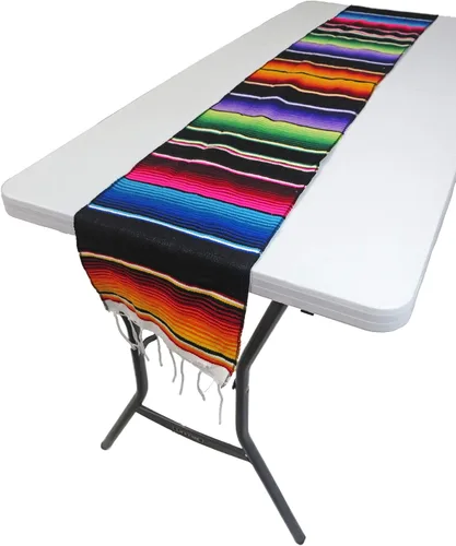 Vista 4 de Camino de mesa de serape mexicano 72 x 12 pulgadas por Leos Imports (TM) (Aqua)