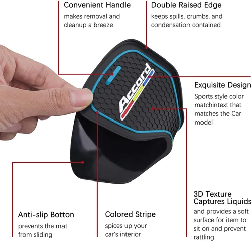 Vista 5 de Portavasos para automóvil compatible con accesorios Accord, posavasos impermeables, tapete antideslizante para portavasos de automóvil para Accord