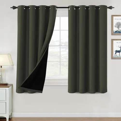 Vista 9 de H.VERSAILTEX Cortinas 100% de opacidad para dormitorio, con aislamiento térmico, cortinas opacas de 63 pulgadas de largo, cortinas de bloqueo