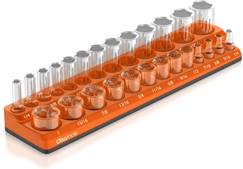 Vista 17 de Olsa Tools - Organizador magnético de llaves de vaso Con accionamiento de 1/4 pulgada Métrico Rojo Con capacidad para 26 llaves de vaso