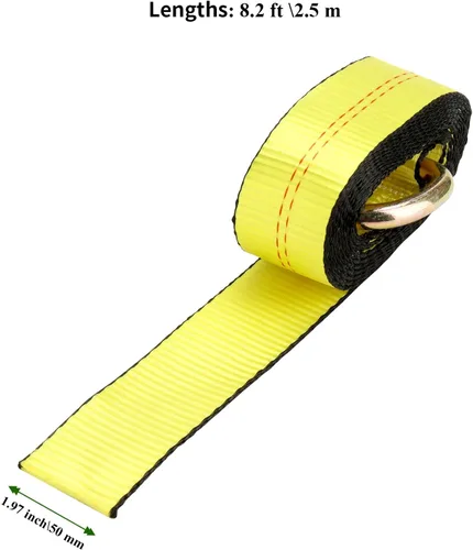Vista 2 de 6 correas de remolque de lazo de 2 pulgadas x 8.2 pies con anillo D, correas de amarre automático de 10,000 libras de carga de carga, correas