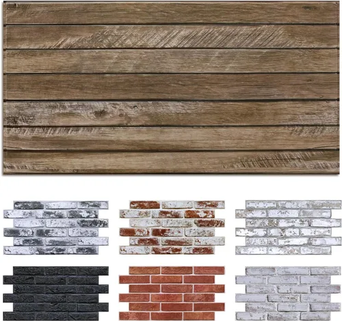 Vista 27 de Commomy Azulejos de pared 3D de madera sintética para despegar y pegar, 10 Madera-AB